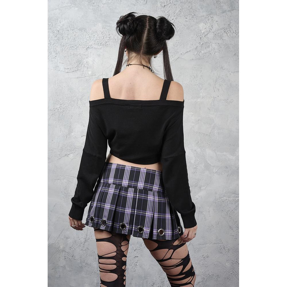 Banned - Ligeia Knitted Cardigan - Black/Purple